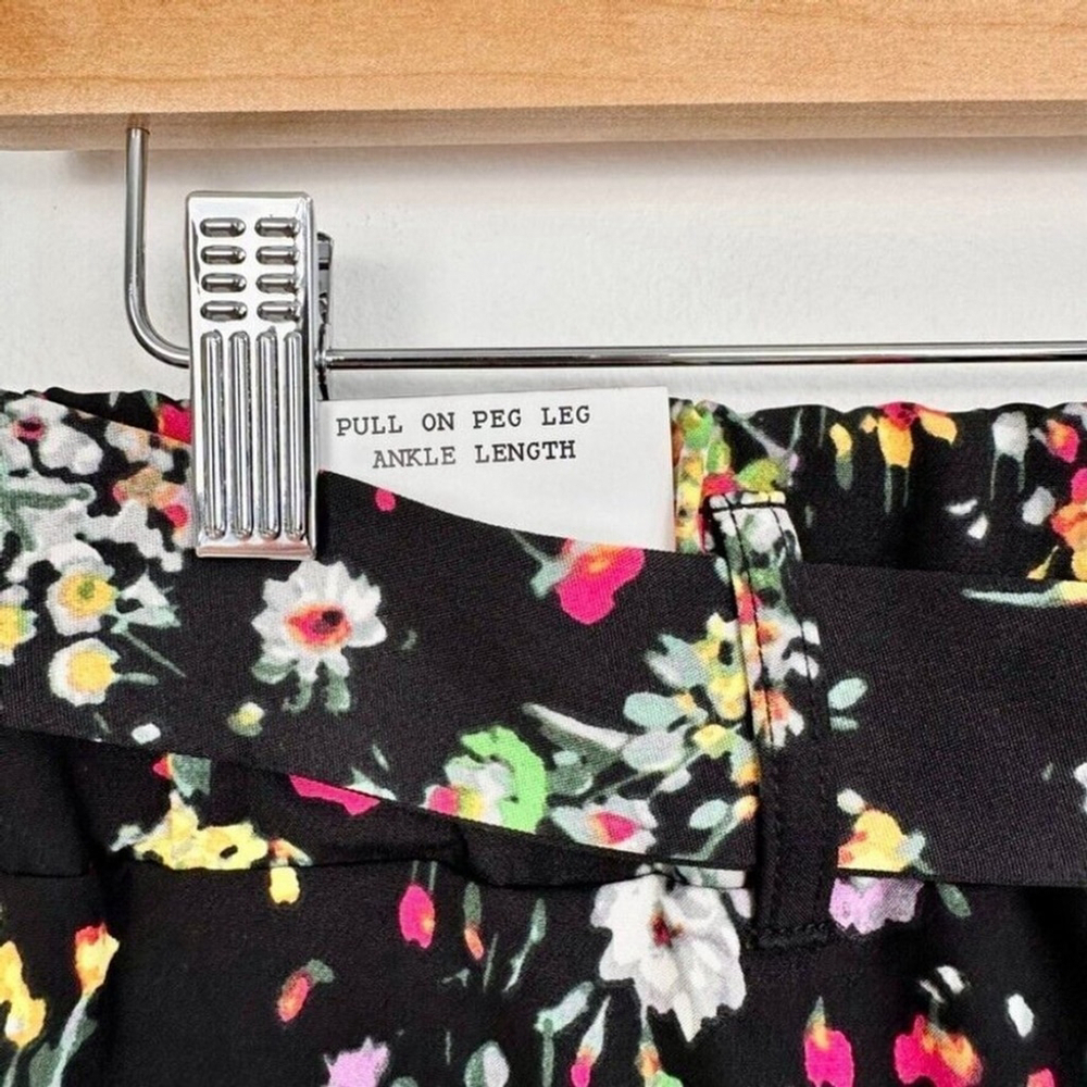 Jules & Leopold Ankle Length Pants Black Women's Small Floral Pull On Tapered - Picture 8 of 13